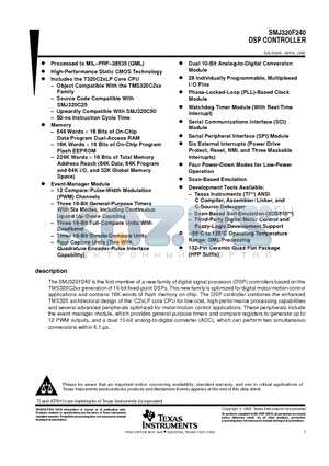 SMJ320F240 datasheet - DSP CONTROLLER