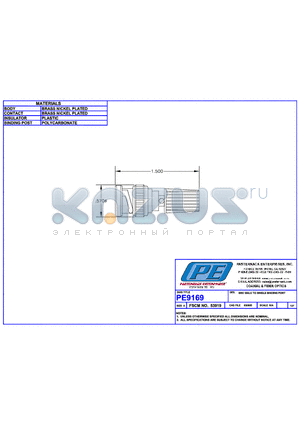 PE9169 datasheet - BNC MALE TO SINGLE BINDING PORT