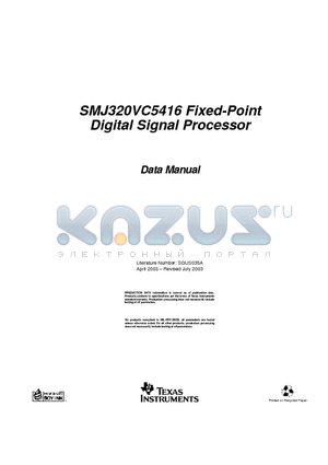 SMJ320VC5416 datasheet - Fixed-Point Digital Signal Processor
