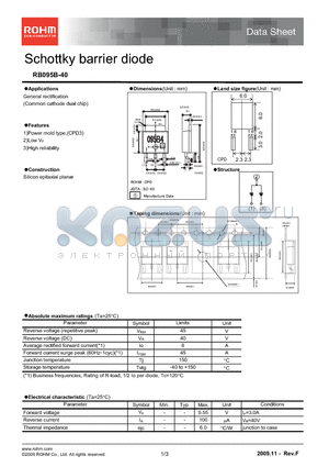 RB095B-40 datasheet - Schottky barrier Diode