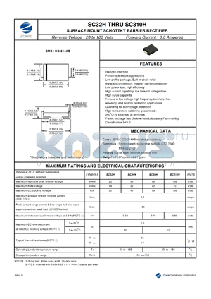 SC32H datasheet - SURFACE MOUNT SCHOTTKY BARRIER RECTIFIER