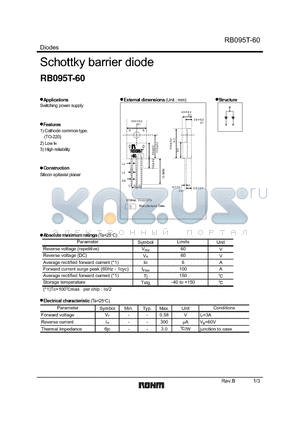 RB095T-60 datasheet - Schottky barrier diode