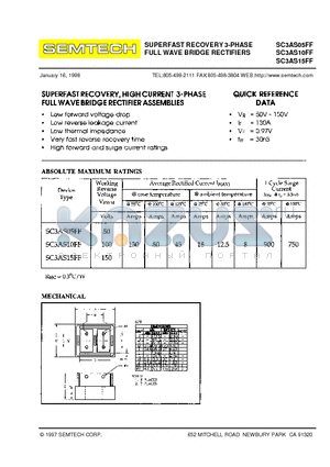 SC3AS05FF datasheet - SUPERFAST RECOVERY 3-PHASE FULL WAVE BRIDGE RECTIFIERS