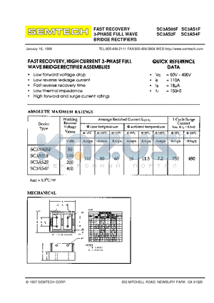 SC3AS2F datasheet - FAST RECOVERY 3-PHASE FULL WAVE BRIDGE RECTIFIERS