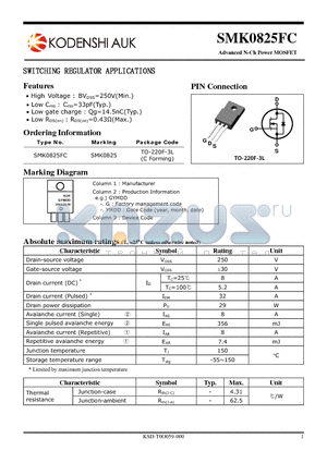 SMK0825FC datasheet - SWITCHING REGULATOR APPLICATIONS