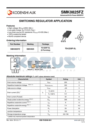 SMK0825FZ datasheet - SWITCHING REGULATOR APPLICATION