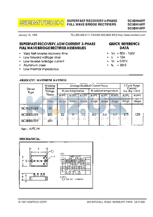 SC3BH15FF datasheet - SUPERFAST RECOVERY 3-PHASE FULL WAVE BRIDGE RECTIFIERS