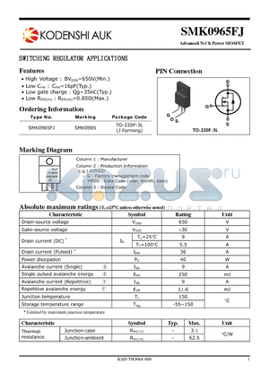 SMK0965FJ datasheet - SWITCHING REGULATOR APPLICATIONS