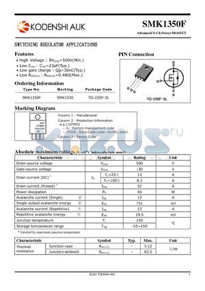 SMK1350F datasheet - SWITCHING REGULATOR APPLICATIONS