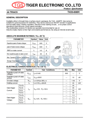 T435-600H datasheet - 4A TRIACS