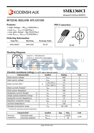 SMK1360CI datasheet - SWITCHING REGULATOR APPLICATIONS