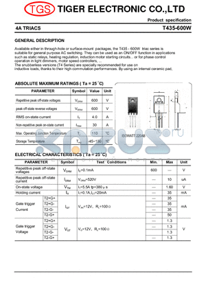 T435-600W datasheet - 4A TRIACS