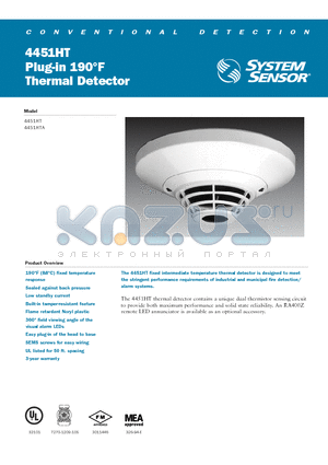 SMK400 datasheet - Plug-in 190`F Thermal Detector