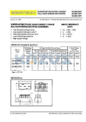 SC3BK15FF datasheet - SUPERFAST RECOVERY 3-PHASE FULL WAVE BRIDGE RECTIFIERS