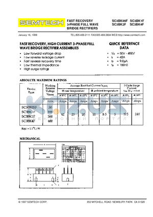 SC3BK2F datasheet - FAST RECOVERY 3-PHASE FULL WAVE BRIDGE RECTIFIERS