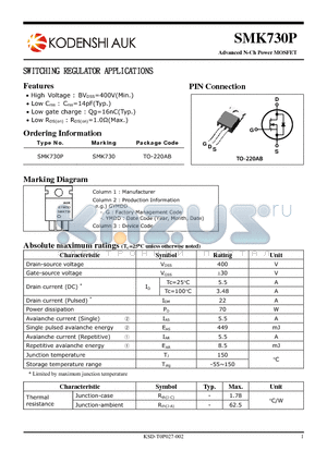 SMK730P datasheet - SWITCHING REGULATOR APPLICATIONS