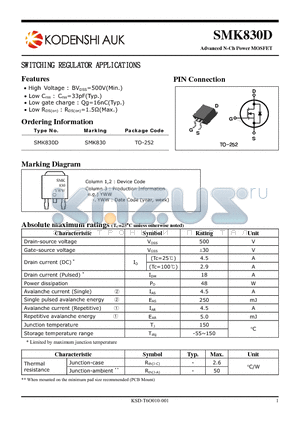 SMK830D datasheet - SWITCHING REGULATOR APPLICATIONS