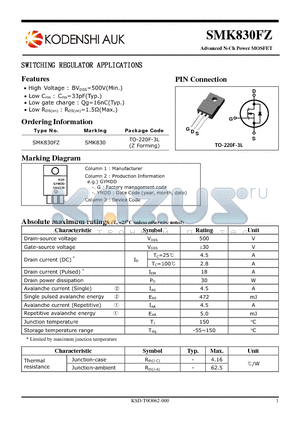 SMK830FZ datasheet - SWITCHING REGULATOR APPLICATIONS