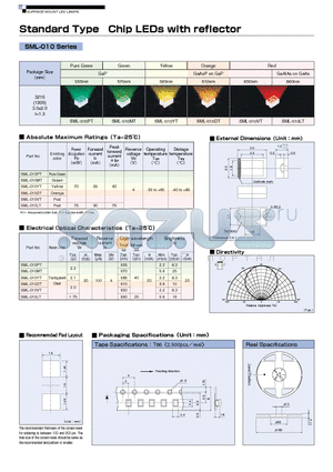 SML-010 datasheet - Standard Type Chip LEDs with reflector