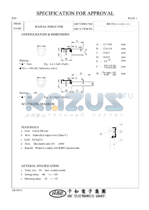 RB1314221KL datasheet - RADIAL INDUCTOR