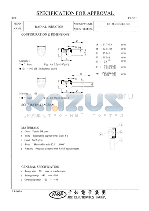 RB13144R7ML datasheet - RADIAL INDUCTOR