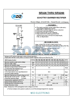 SR3200 datasheet - SCHOTTKY BARRIER RECTIFIER