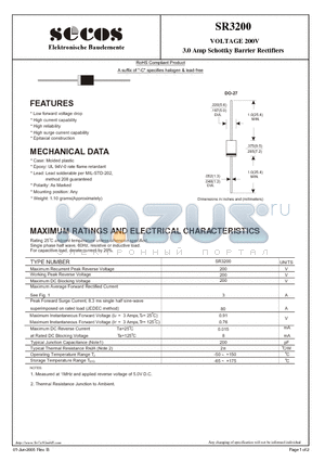 SR3200_05 datasheet - 3.0 Amp Schottky Barrier Rectifiers