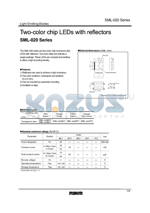 SML-020MVT datasheet - Two-color chip LEDs with reflectors