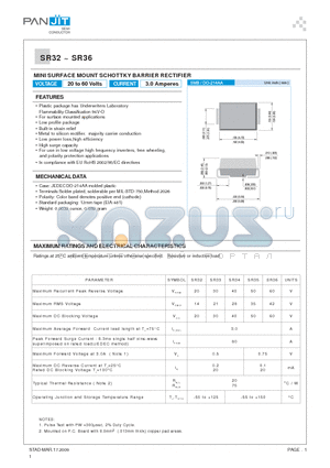 SR33 datasheet - MINI SURFACE MOUNT SCHOTTKY BARRIER RECTIFIER