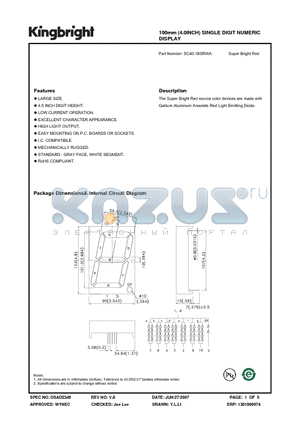 SC40-18SRWA datasheet - 100mm (4.0INCH) SINGLE DIGIT NUMERIC DISPLAY