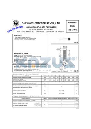 RB152PT datasheet - SILICON BRIDGE RECTIFIER