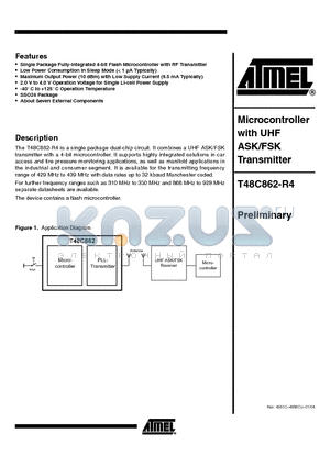 T48C862-R4 datasheet - Microcontroller with UHF ASK/FSK Transmitter