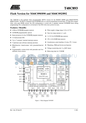 T48C893-TKQ datasheet - The multiple times programmable (MTP) version for the MARC4 ROM types