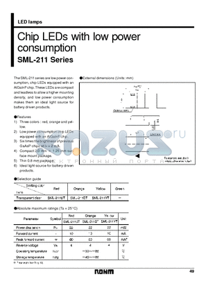 SML-211DT datasheet - Chip LEDs with low power consumption