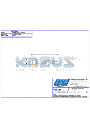 PE9424 datasheet - SMA MALE TO D SUBMINIA TURE RECEPTACLE