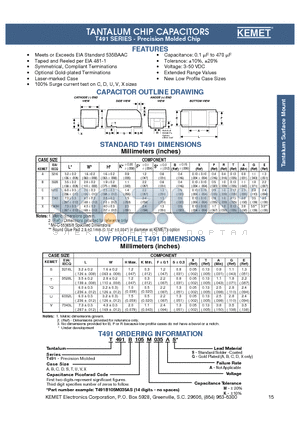 T491A105M035AS datasheet - TANTALUM CHIP CAPACITORS