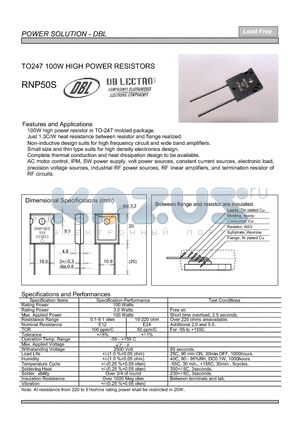 RNP50S datasheet - TO247 100W HIGH POWER RESISTORS