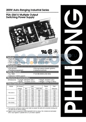 PSA-2041U datasheet - Multiple Output Switching Power Supply