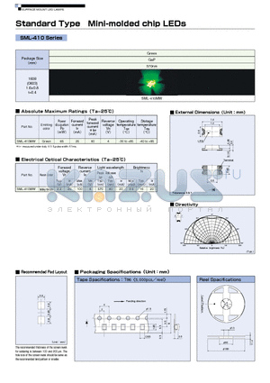 SML-410MW datasheet - Standard Type Mini-molded chip LEDs