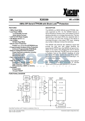 X25330V14-2.5 datasheet - 5MHz SPI Serial E 2 PROM with Block Lock TM Protection