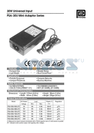 PSA-30U-120 datasheet - Mini-Adaptor Series