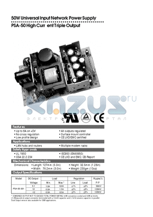 PSA-50-301 datasheet - High Curr ent Triple Output