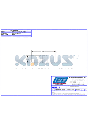 PE9524 datasheet - MCX JACK TO MCX JACK