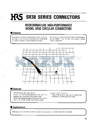 SR38-R-3S datasheet - MICROMINIATURE HIGH-PERFORMANCE MODEL SR38 CIRCULAR CONNECTORS