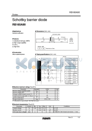 RB160A90 datasheet - Schottky barrier diode