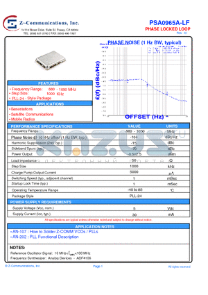 PSA0965A-LF_10 datasheet - PHASE LOCKED LOOP