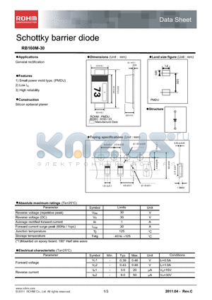 RB160M-30_11 datasheet - Schottky barrier diode