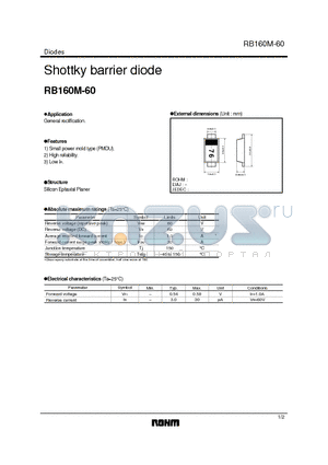 RB160M-60 datasheet - Shottky barrier diode