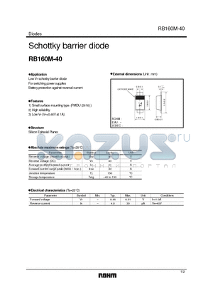 RB160M-40 datasheet - Schottky barrier diode