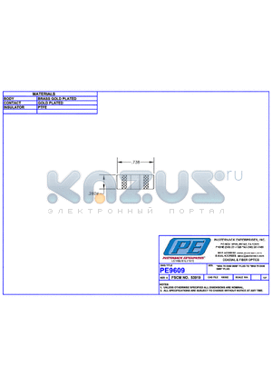 PE9609 datasheet - MINI 75 OHM SMB PLUG TO MINI 75 OHM SMB PLUG